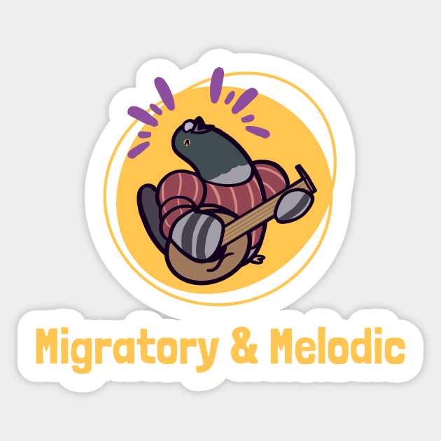 Migratory & Melodic Pigeon Bard Sticker by ThumboArtBumbo